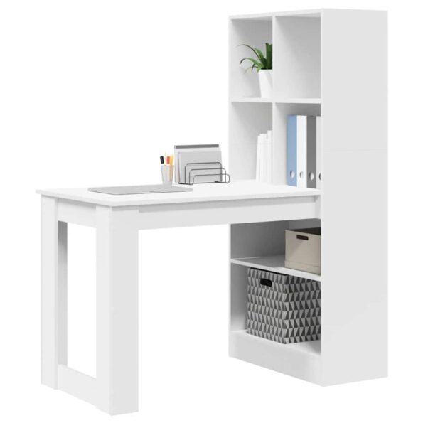 vidaXL Stôl s poličkou Biela 122 x 67 x 145 cm Kompozitné drevo – Obrázok 3
