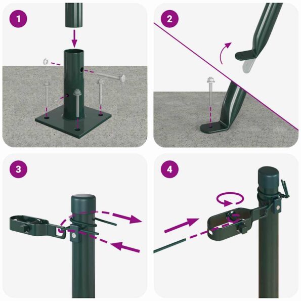 vidaXL Stĺpy plotu s podložkami 26 ks Ø32mm 70cm Pozinkovaná oceľ – Obrázok 8