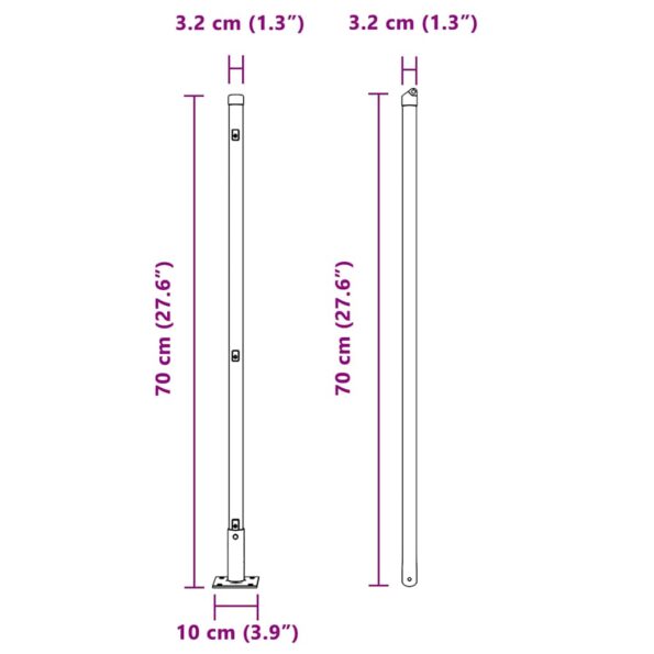 vidaXL Stĺpy plotu s podložkami 26 ks Ø32mm 70cm Pozinkovaná oceľ – Obrázok 9