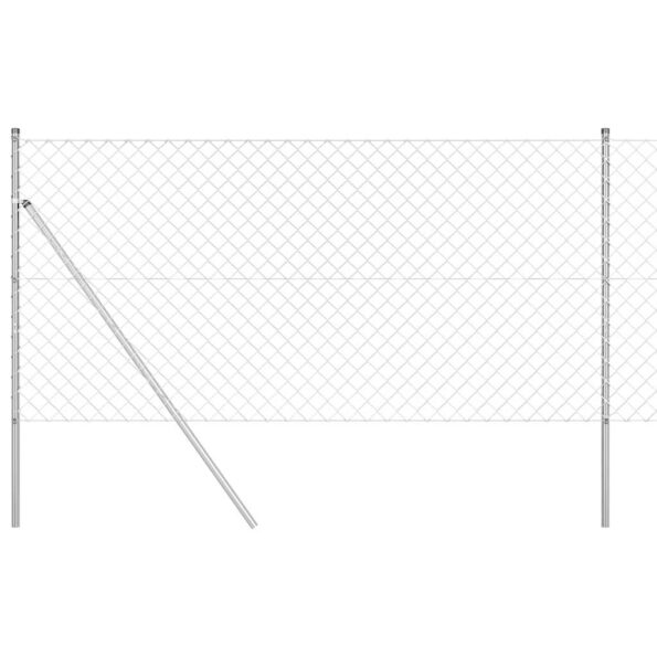 vidaXL Retiazkový plot so stĺpikmi Sivá 1 x 10 m – Obrázok 2