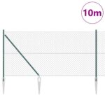 vidaXL Retiazkový plot so stĺpikmi Zelená 1.2 x 10 m – Obrázok 3