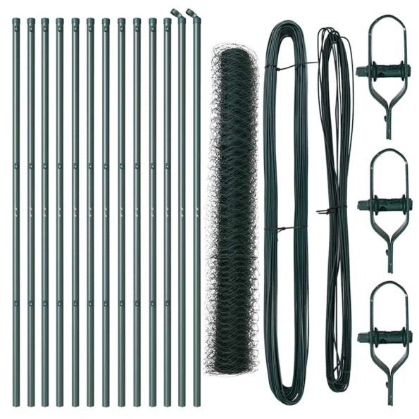 vidaXL Plot s stĺpmi Zelená 1.4 x 25 m Ocel potiahnutá PVC – Obrázok 2