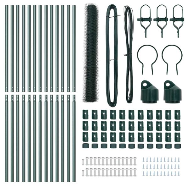 vidaXL Plot s stĺpmi Zelená 1.4 x 25 m Ocel potiahnutá PVC – Obrázok 5