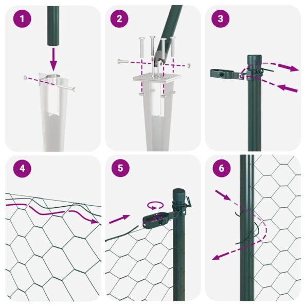 vidaXL Plot s rámami Zelená 1 x 10 m Ocel potiahnutá PVC – Obrázok 12