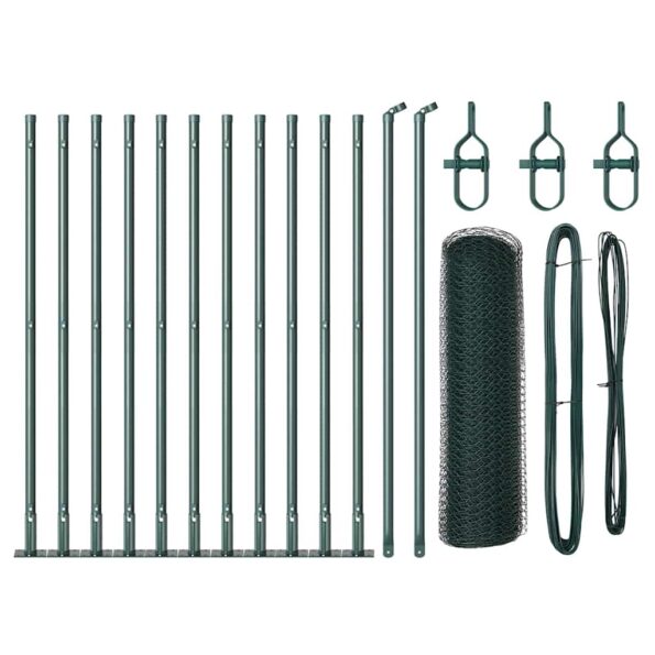 Hexagonálna hranica vidaXL Zelená 0.6x25 m Oceľ – Obrázok 2