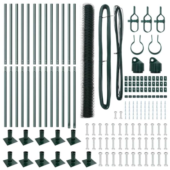 vidaXL Plot s stĺpmi Zelená 1.4 x 25 m Ocel potiahnutá PVC – Obrázok 6