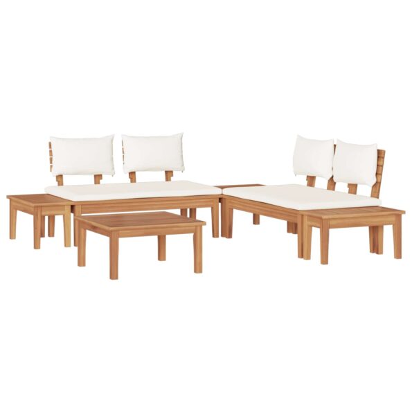 vidaXL Súprava záhradných lavičiek s vankúšom 3 pcs Hnedá a smotanová – Obrázok 2