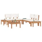 vidaXL Súprava záhradných lavičiek s vankúšom 3 pcs Hnedá a smotanová – Obrázok 3