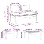 vidaXL Súprava záhradných lavičiek s vankúšom 3 pcs Hnedá a smotanová – Obrázok 9