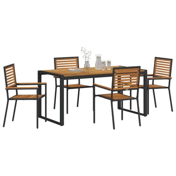 vidaXL Záhradný jedálenský set 5 pcs Čierna a Hnedá polyratan – Obrázok 3