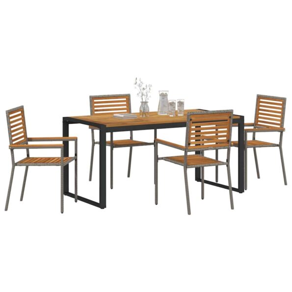 vidaXL Záhradný jedálenský set 5 pcs Sivá a hnedá polyratan – Obrázok 3