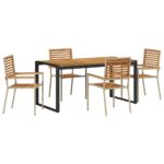 vidaXL Záhradný jedálenský set 5 pcs Bežová a hnedá polyratan – Obrázok 2