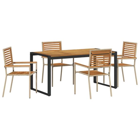 vidaXL Záhradný jedálenský set 5 pcs Bežová a hnedá polyratan – Obrázok 2
