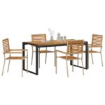 vidaXL Záhradný jedálenský set 5 pcs Bežová a hnedá polyratan – Obrázok 3