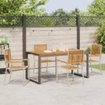 vidaXL Záhradný jedálenský set 5 pcs Bežová a hnedá polyratan – Obrázok 4