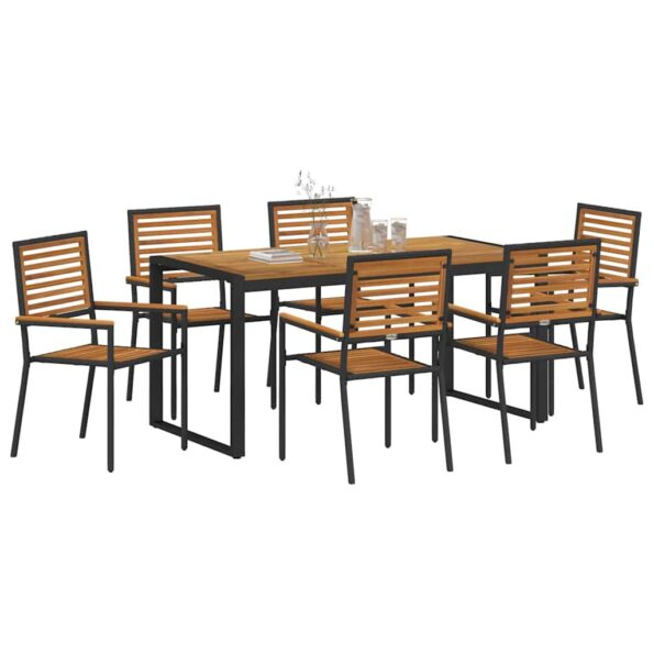 vidaXL Záhradný jedálenský set 7 pcs Čierna a Hnedá polyratan – Obrázok 3
