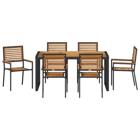 vidaXL Záhradný jedálenský set 7 pcs Čierna a Hnedá polyratan – Obrázok 7