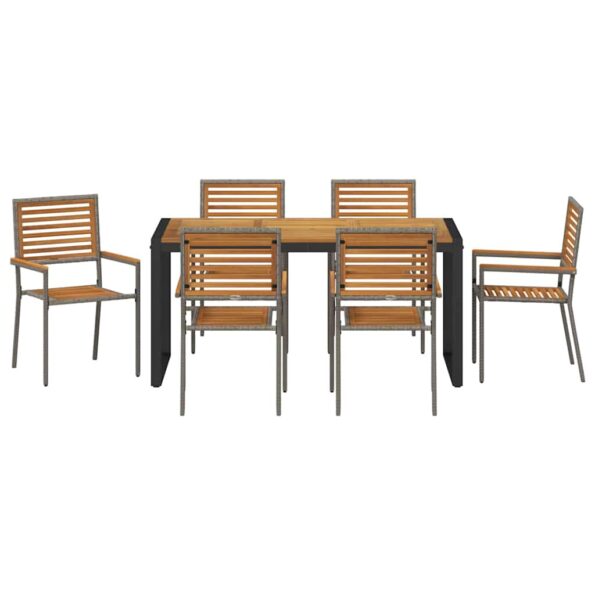 vidaXL Záhradný jedálenský set 7 pcs Sivá a hnedá polyratan – Obrázok 7