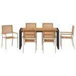 vidaXL Záhradný jedálenský set 7 pcs Bežová a hnedá polyratan – Obrázok 7