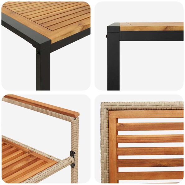 vidaXL Záhradný jedálenský set 7 pcs Bežová a hnedá polyratan – Obrázok 9