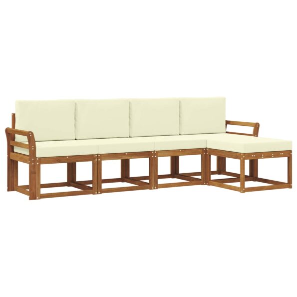 vidaXL Sada pohoviek 5 pcs Prírodná a krémová Pevné akáciové drevo – Obrázok 2