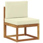 vidaXL Sada pohoviek 5 pcs Prírodná a krémová Pevné akáciové drevo – Obrázok 3