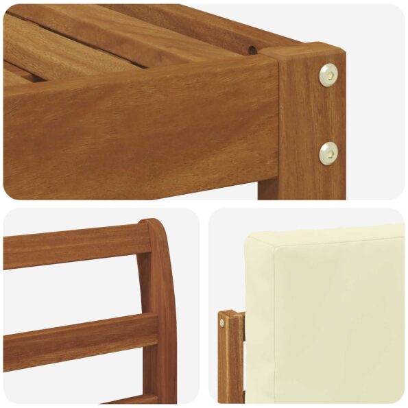 vidaXL Sada pohoviek 5 pcs Prírodná a krémová Pevné akáciové drevo – Obrázok 5