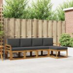 vidaXL Sada pohoviek 5 pcs Prírodná a antracitová Pevné akáciové drevo