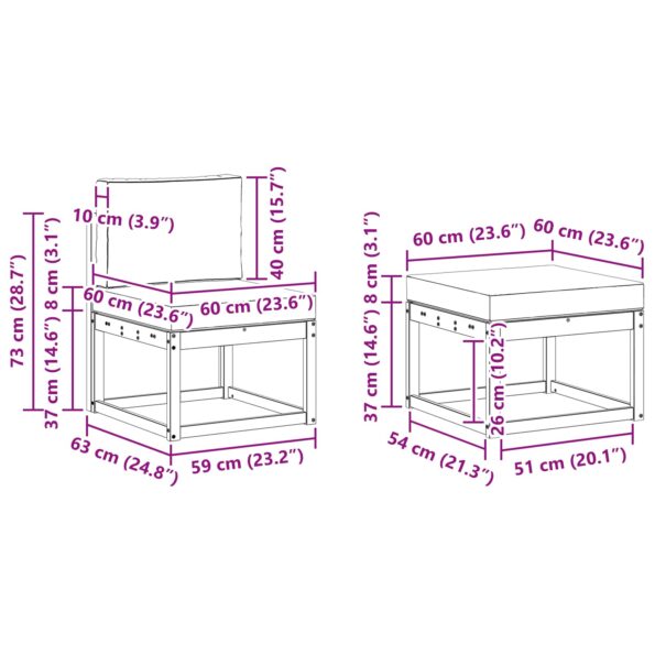 vidaXL Sada pohoviek 5 pcs Prírodná a antracitová Pevné akáciové drevo – Obrázok 7