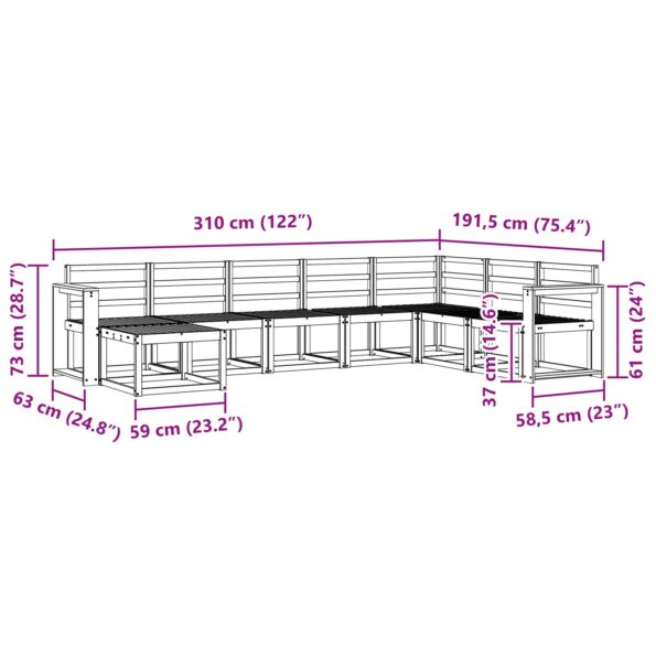 vidaXL Sada pohoviek 8 pcs Prírodná Pevné akáciové drevo – Obrázok 8