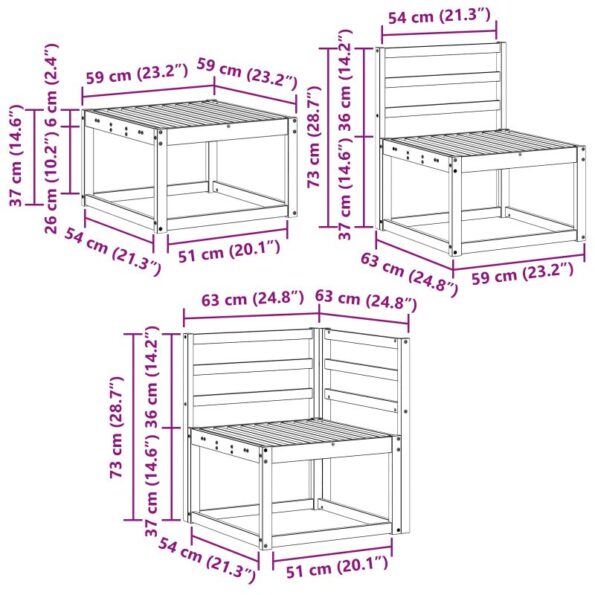vidaXL Sada pohoviek 8 pcs Prírodná Pevné akáciové drevo – Obrázok 9
