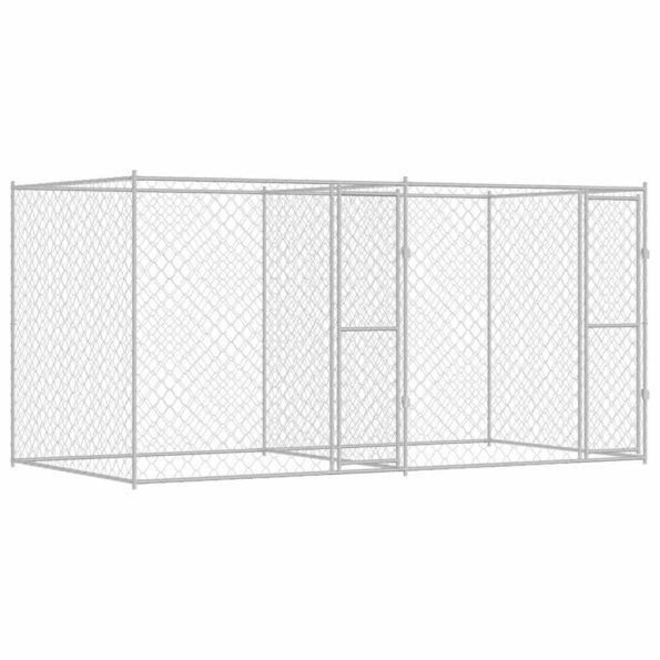 Klietka pre psa Strieborná 400 x 200 x 200 cm Pozinkovaná oceľ – Obrázok 2