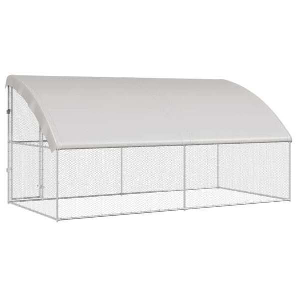 vidaXL Klietka pre sliepky Strieborná 400 x 200 x 198.5 cm – Obrázok 6