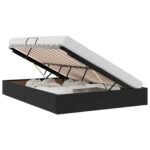 vidaXL Úložná posteľ s matracmi s úložiskom Čierna 135 x 190 cm Zamat – Obrázok 3