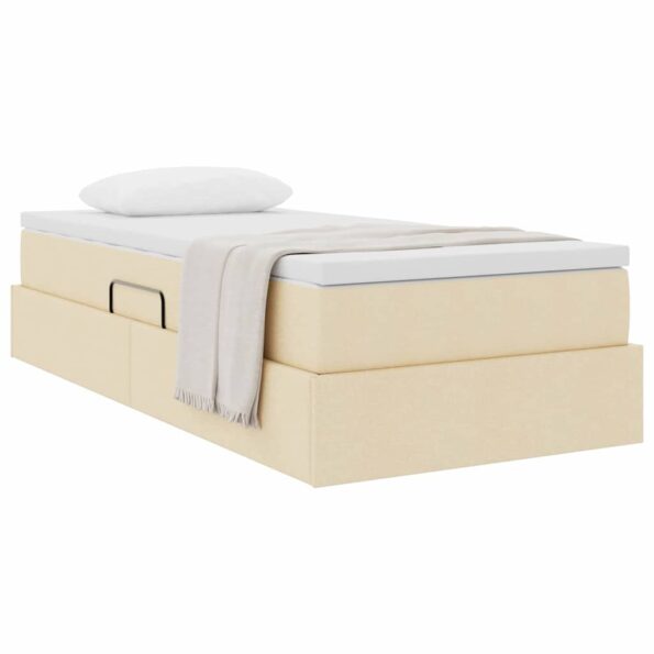 vidaXL Postel s úložným prostorem a matrací Krémová 90 x 200 cm – Obrázok 3