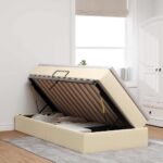 vidaXL Postel s úložným prostorem a matrací Krémová 90 x 200 cm – Obrázok 4