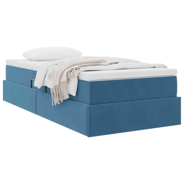 vidaXL Postel s úložným prostorem a matrací Tmavomodrá 90 x 200 cm – Obrázok 3