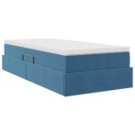 vidaXL Postel s úložným prostorem a matrací Tmavomodrá 90 x 200 cm – Obrázok 5