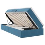 vidaXL Postel s úložným prostorem a matrací Tmavomodrá 100 x 200 cm – Obrázok 2