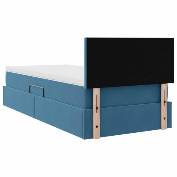 vidaXL Úložná posteľ s matracmi Tmavomodrá 100 x 200 cm Zamat – Obrázok 11