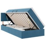 vidaXL Úložná posteľ s matracmi Tmavomodrá 100 x 200 cm Zamat – Obrázok 2