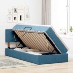 vidaXL Úložná posteľ s matracmi Tmavomodrá 100 x 200 cm Zamat – Obrázok 4