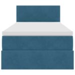 vidaXL Úložná posteľ s matracmi Tmavomodrá 100 x 200 cm Zamat – Obrázok 7