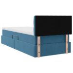 vidaXL Úložná posteľ s matracmi Tmavomodrá 100 x 200 cm Zamat – Obrázok 11