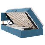 vidaXL Úložná posteľ s matracmi Tmavomodrá 100 x 200 cm Zamat – Obrázok 2