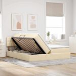 vidaXL Úložná posteľ s matracmi Krémová 180 x 200 cm Umelá koža – Obrázok 4