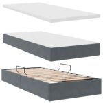 vidaXL Úložná posteľ s matracmi s úložiskom Tmavo šedá 100 x 200 cm – Obrázok 8