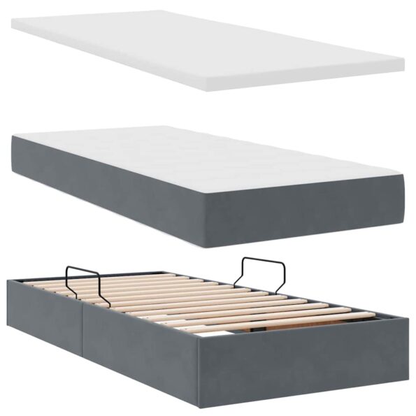 vidaXL Úložná posteľ s matracmi s úložiskom Tmavo šedá 100 x 200 cm – Obrázok 8