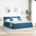 vidaXL Úložná posteľ s matracmi s úložiskom Tmavomodrá 100 x 200 cm