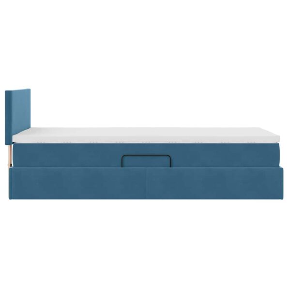 vidaXL Postel s úložným prostorem a LED svetlom s LED Tmavomodrá Zamat – Obrázok 11